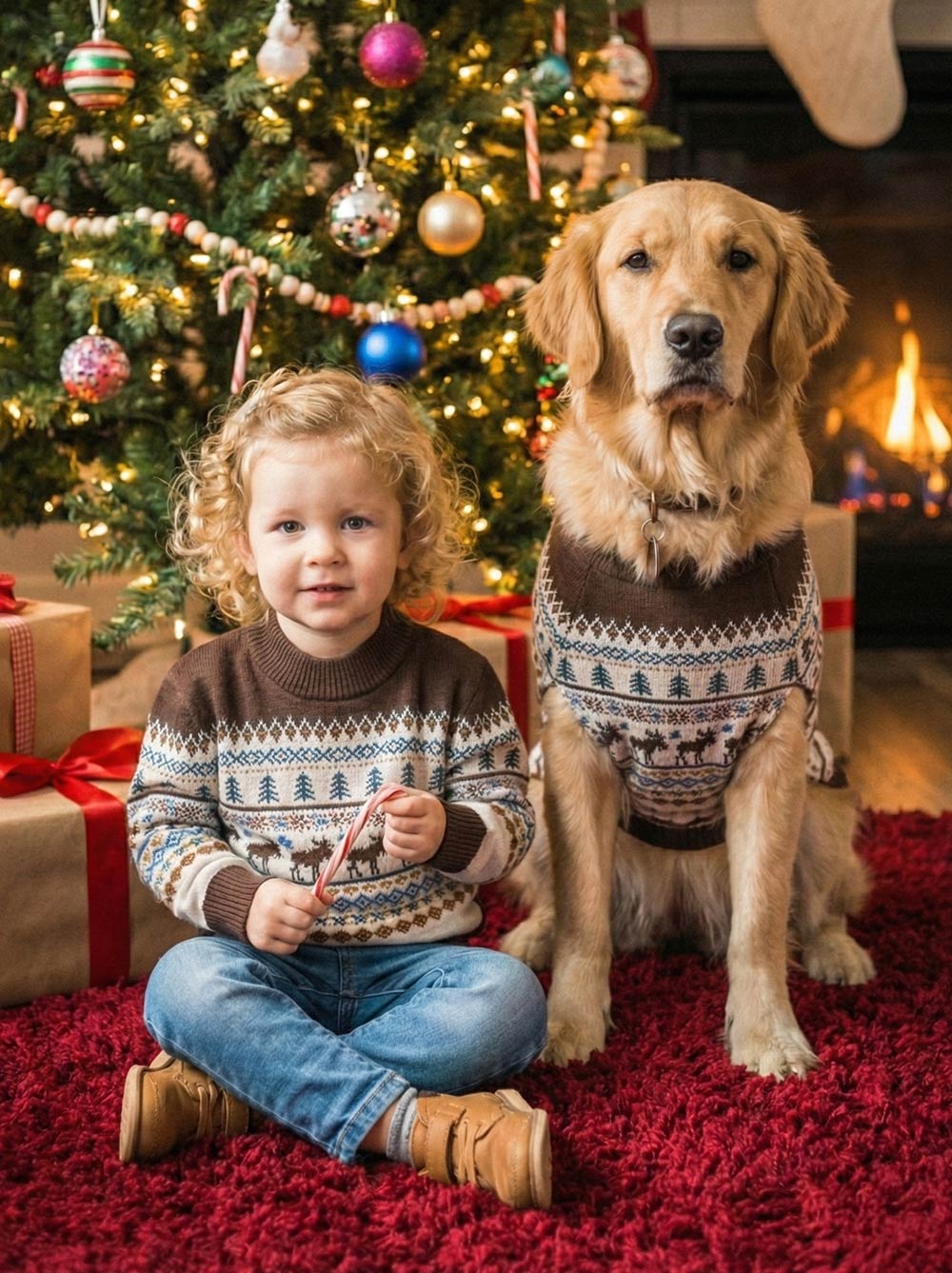 Matching Sweaters For Dog and Owner by Dog Threads | Caribou Sweater Size Kids / XS (0-6 mo)