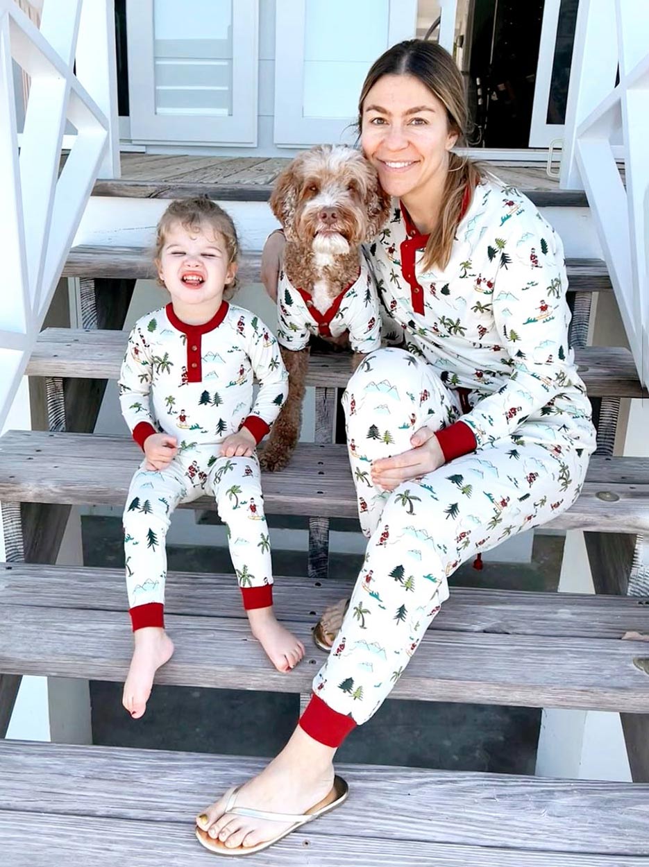 Holiday Family Matching PJs with Pet Bandana in Multiple Winter