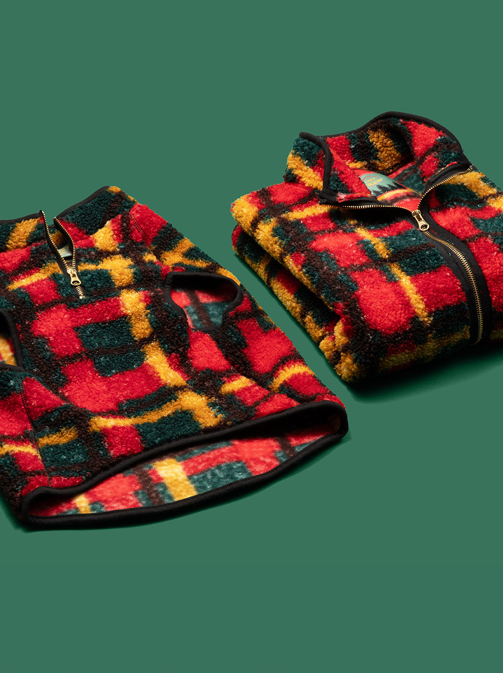 Alpine Sherpa Vest | Matching Red Plaid Fleece Vest for Dog and